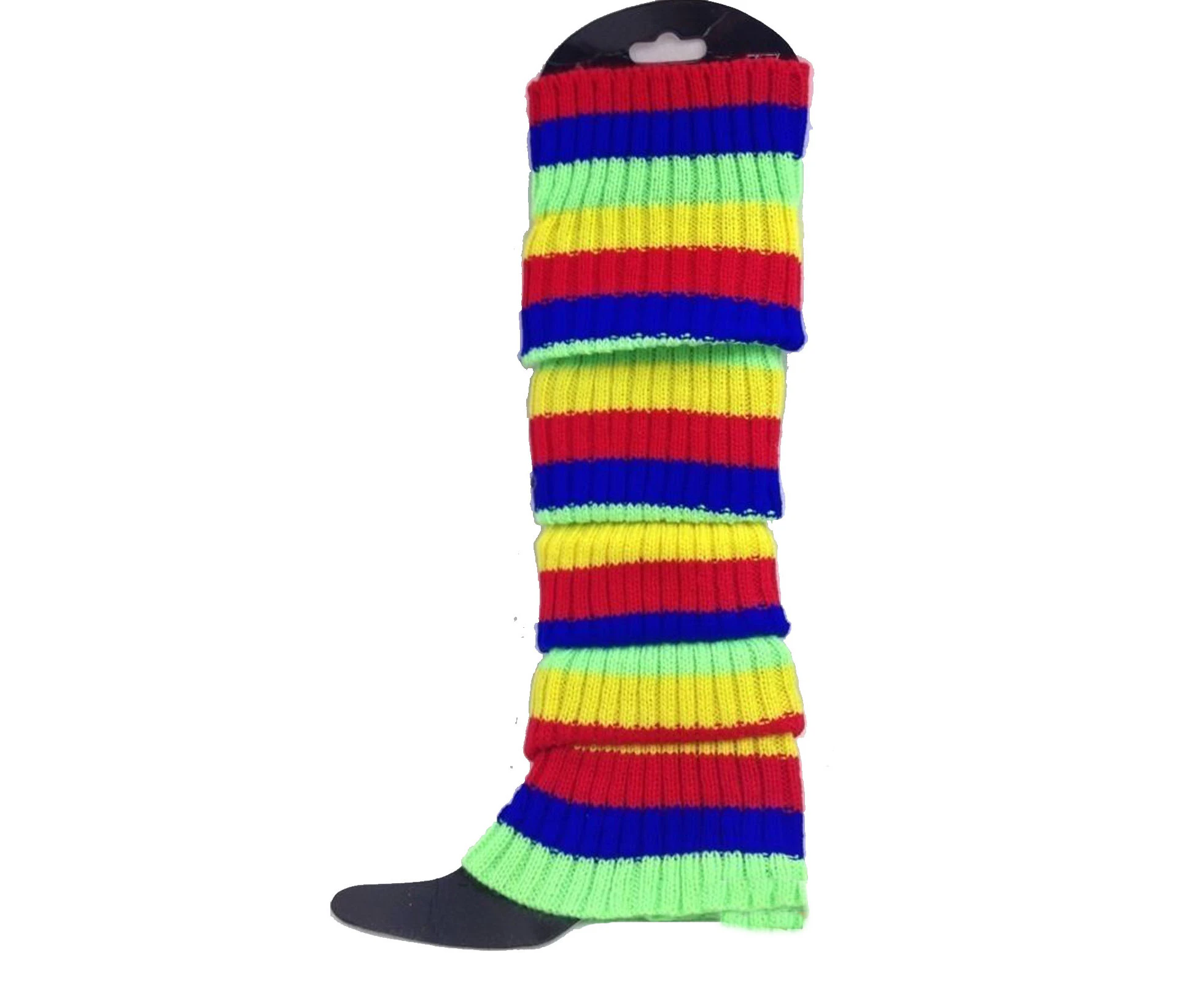 24x Womens Leg Warmers Disco Winter Knit Dance Party Crochet Legging Socks Costume - Rainbow