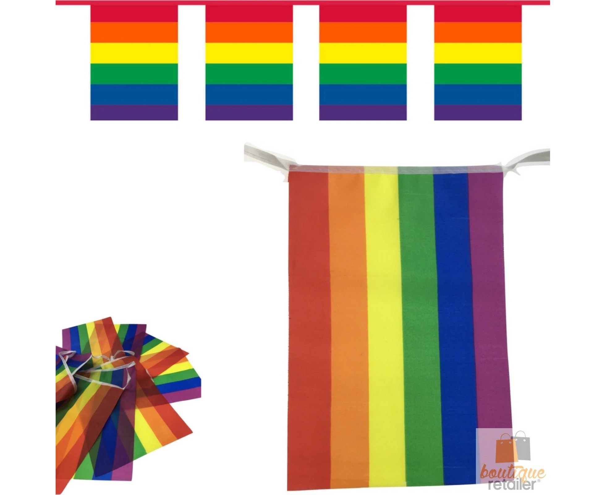 3.6m RAINBOW BUNTING FLAG Party Banner Birthday Market Stall Flags Decor Pride