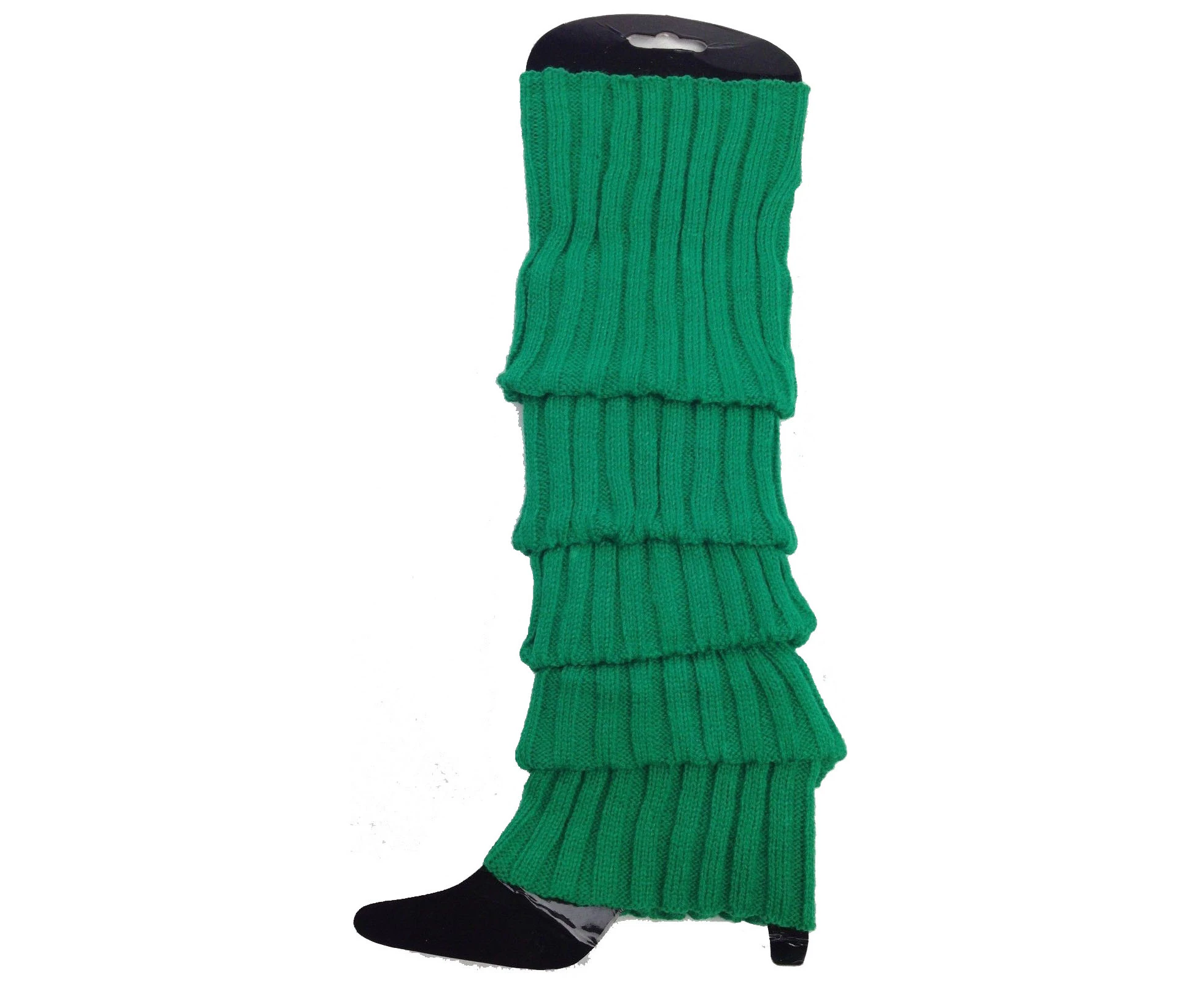 24x Womens Leg Warmers Disco Winter Knit Dance Party Crochet Legging Socks Costume - Green