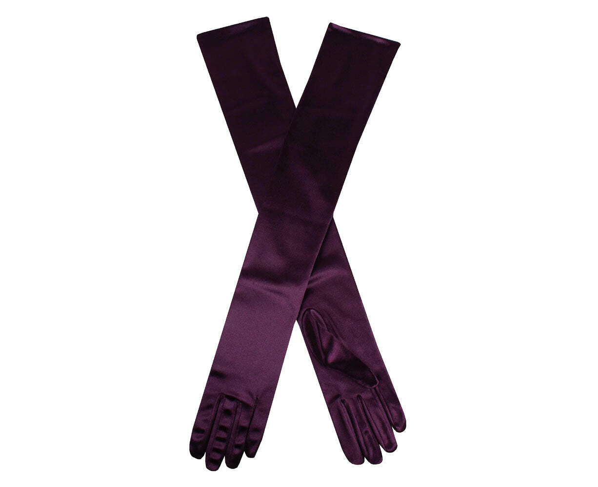 Dents Womens Long Opera Satin Gloves in Amethyst