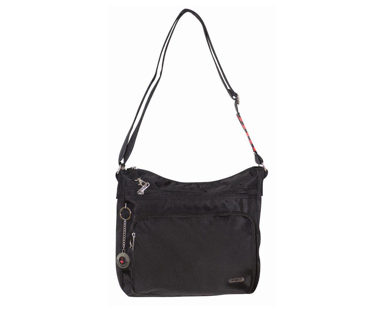 FIB Crossbody Shoulder Bag RFID Blocking Travel Wallet Strap - Black