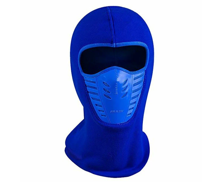 Thermal Fleece Balaclava Windproof Breathable Ski Face Mask Hood Warm Weather - Royal Blue