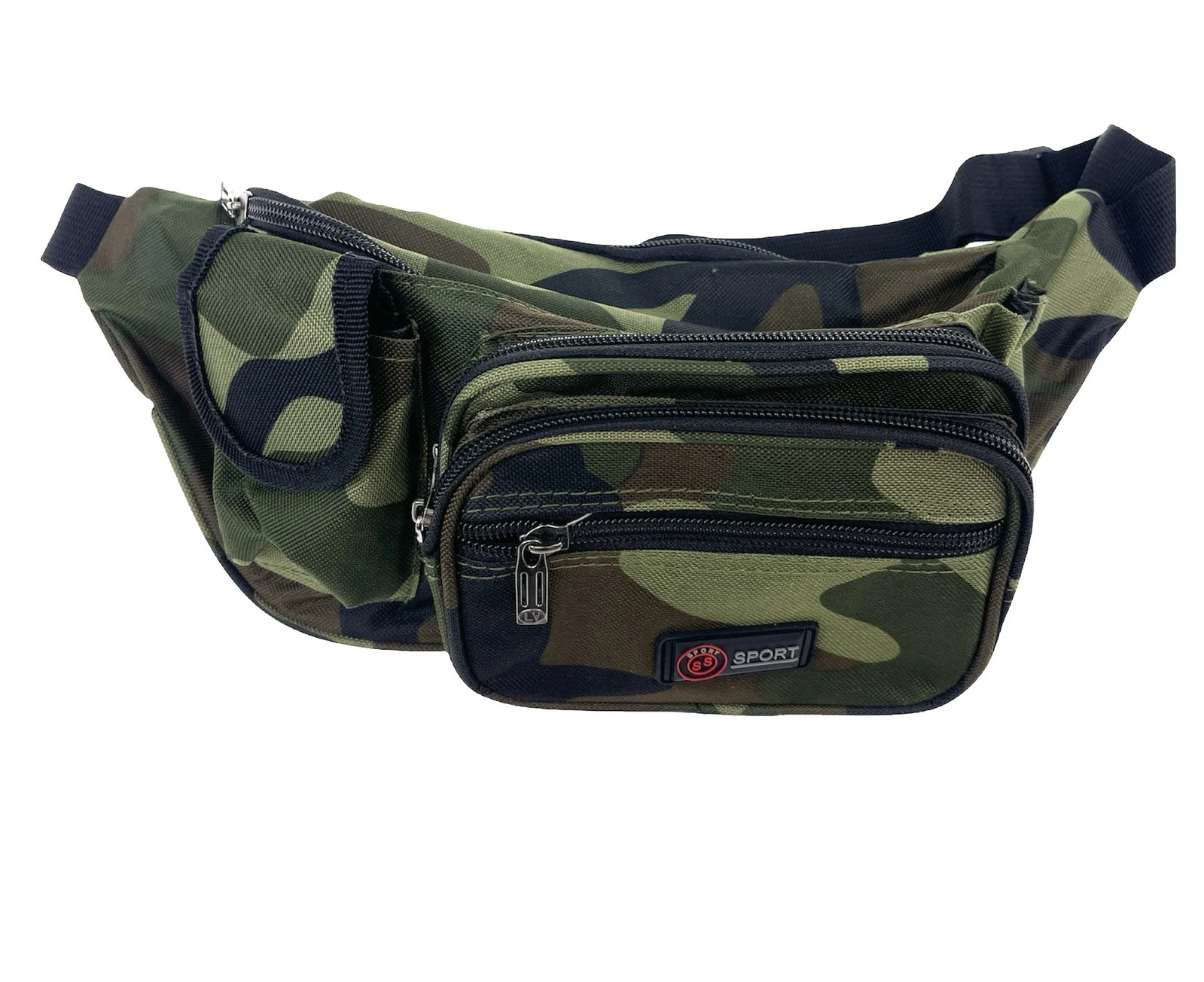 Canvas CAMO BUM BAG Camouflage Waist Travel Belt Wallet Money Security Zips