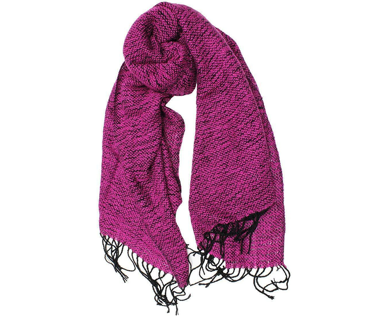 Dents Womens Soft Knit Scarf With Tassels Warm Winter Chunky - Black/Magenta