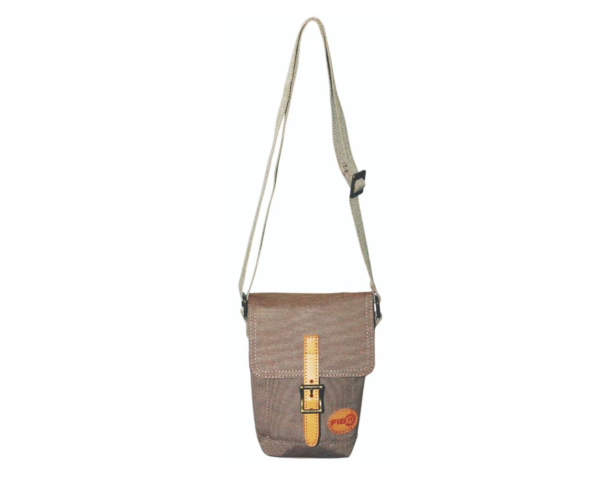 FIB Water Resistant Small Shoulder Canvas Bag w Adjustable Shoulder Strap - Sand