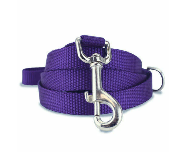 Plain Nylon Dog Leash Lead Training Obedience Recall Walk - Assorted Colours