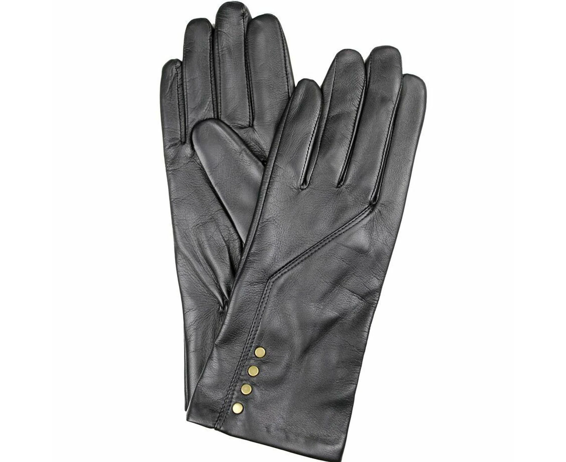 DENTS Womens Leather Gloves with Fleece Lining Warm Winter - Black