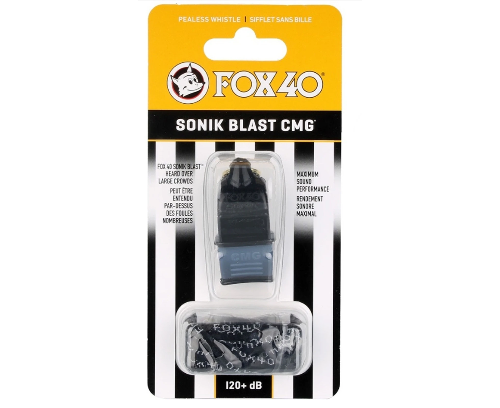 Fox 40 Sonik Blast CMG Pealess Whistle Outdoor Safety Referee Sports - Black