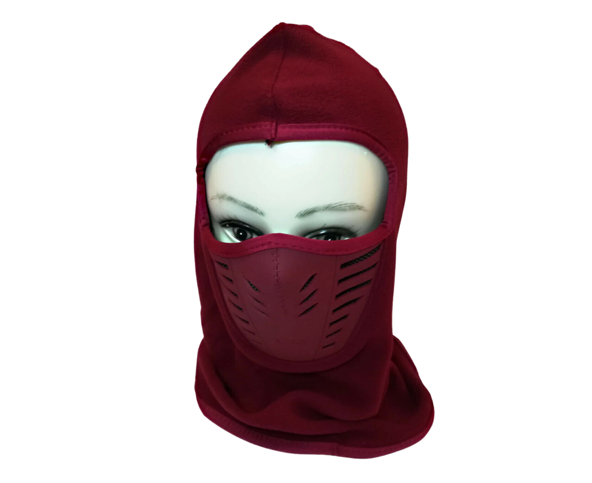 Thermal Fleece Balaclava Windproof Breathable Ski Face Mask Hood Warm Weather - Burgundy