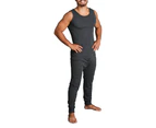 2pcs Set Mens Merino Wool Blend Thermal Singlet Top & Pants Underwear Thermals - Black