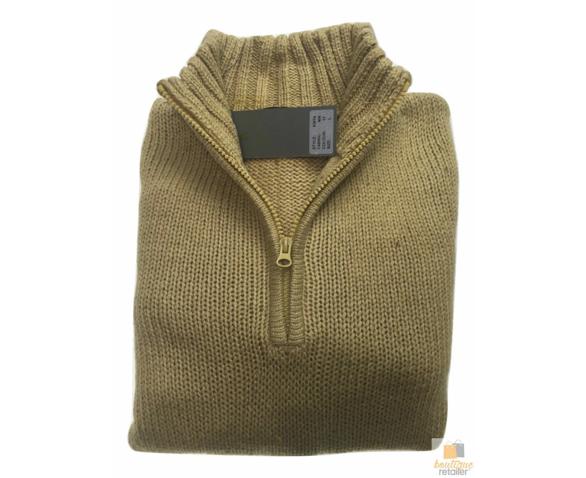 Mens Knit Jumper Pullover Sweater Knitted Casual Stretch Warm Winter - Half Zip Maize 17 (KW14)