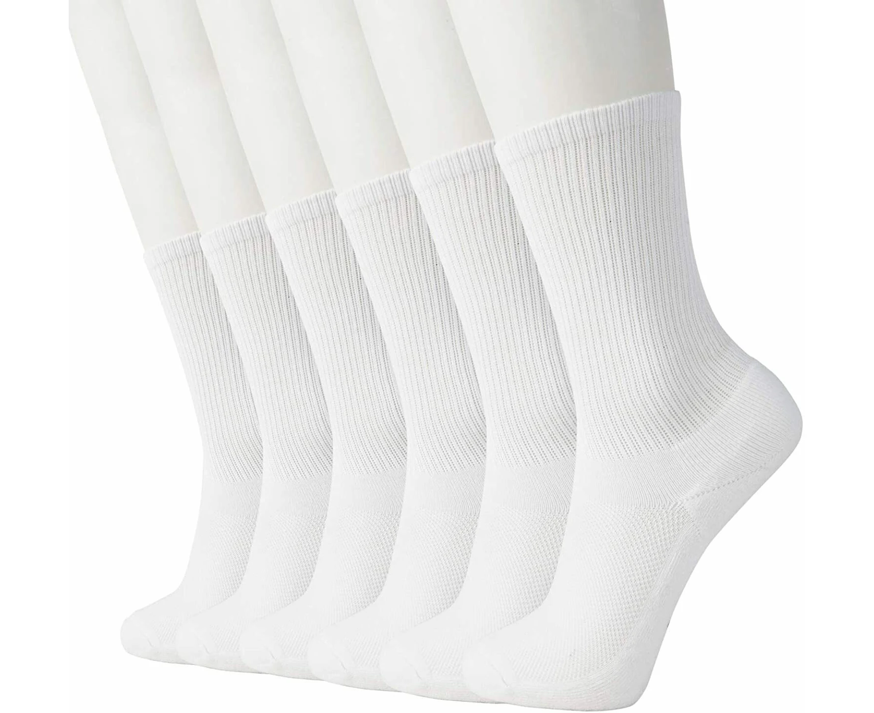 6 Pairs Bamboo Socks Unisex Premium Fiber Sock Super Soft Crew Tennis Sox - White