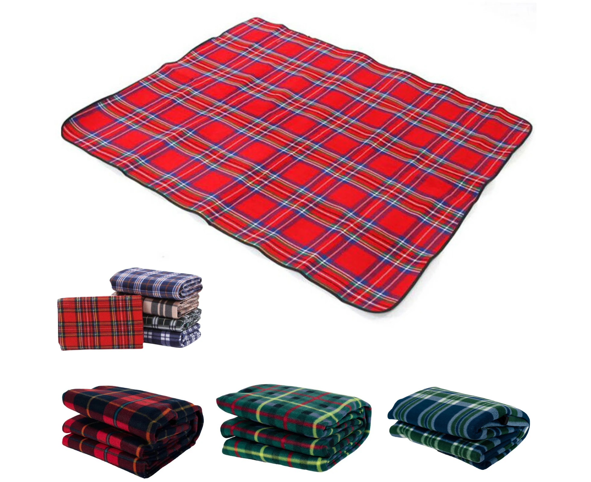 Picnic Rug Mat Blanket Outdoor Camping Waterproof Throw Travel Fleece Plaid - Assorted