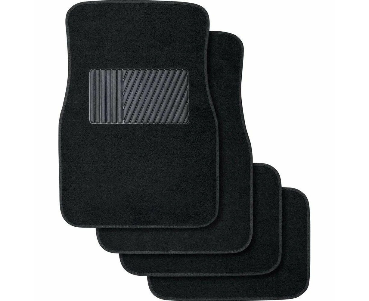 4pcs Car Floor Mats Front Rear Rubber Black Universal Fit Carpet Set Heavy Duty