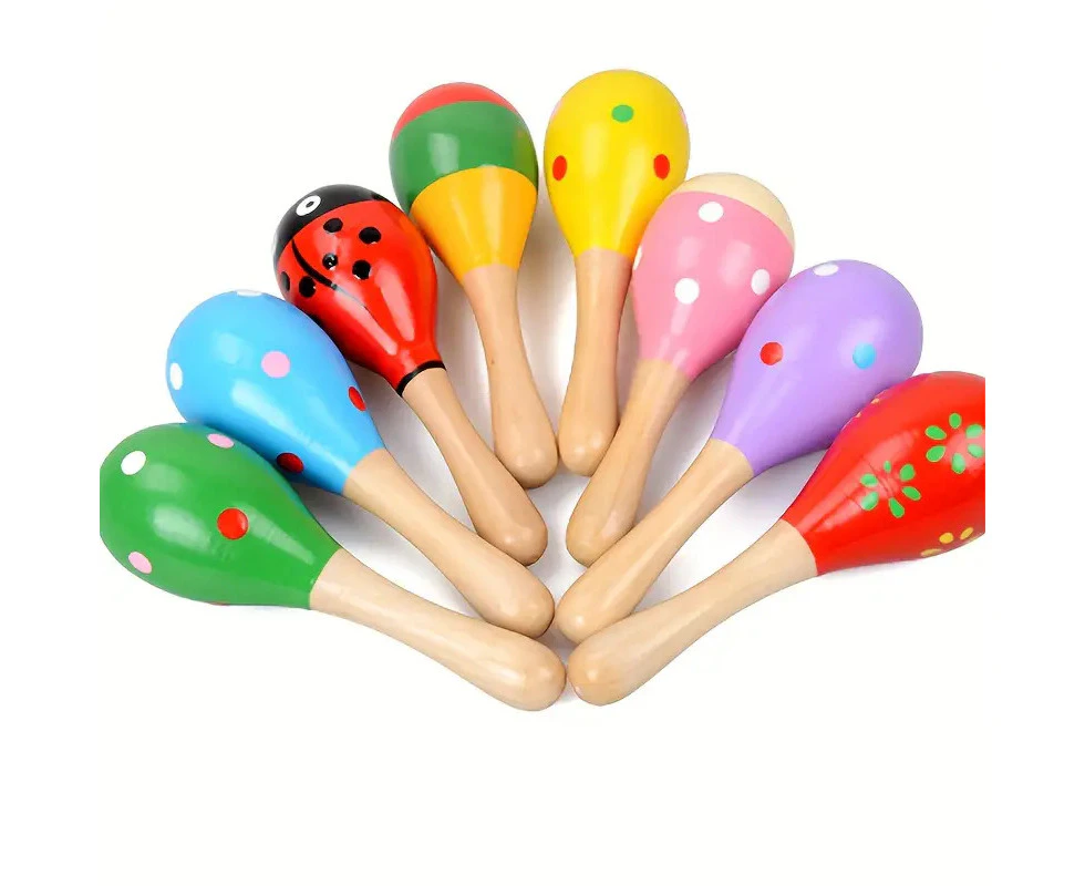 6x WOODEN MARACAS Musical Egg Percussion Toy Shakers Rattles Rumba Party BULK