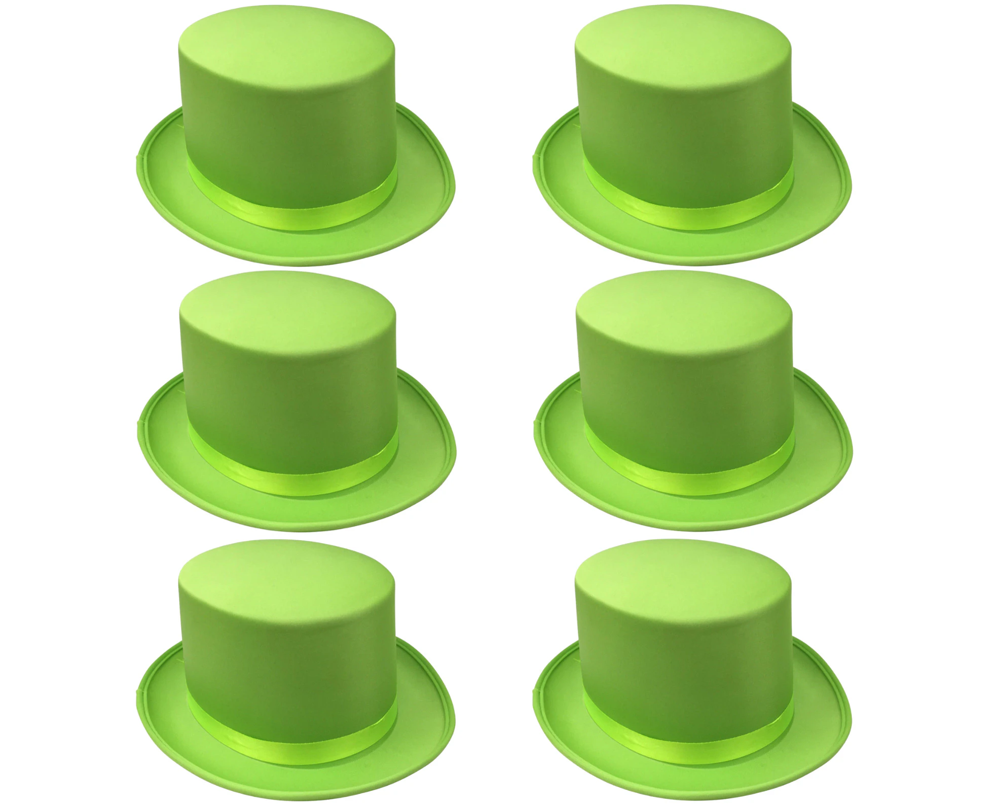 6x SATIN TOP HAT Costume Party Cap Fancy Dress Trilby Fedora One Size BULK - Light Green