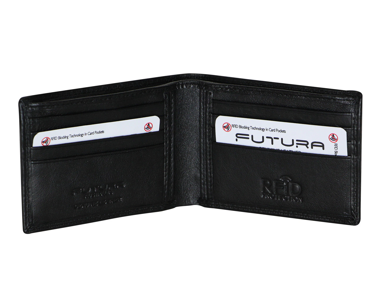 Futura Mens RFID Slim Genuine Leather Wallet - Black