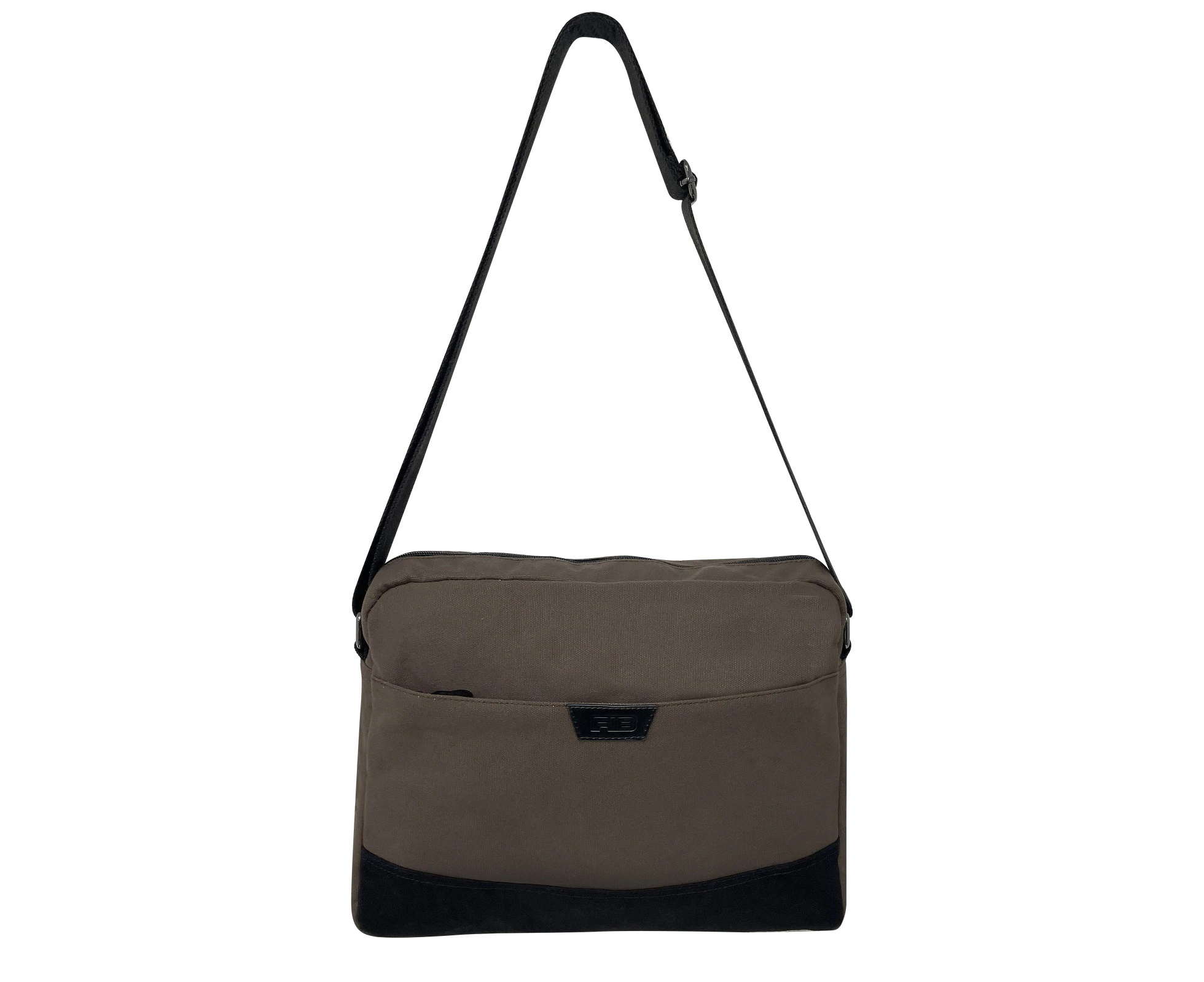 FIB Byron Canvas Laptop Messenger Bag Travel Shoulder Sling - Brown