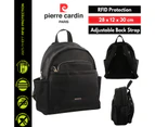 Pierre Cardin Nylon Backpack RFID Anti-Theft Slash Proof - Black