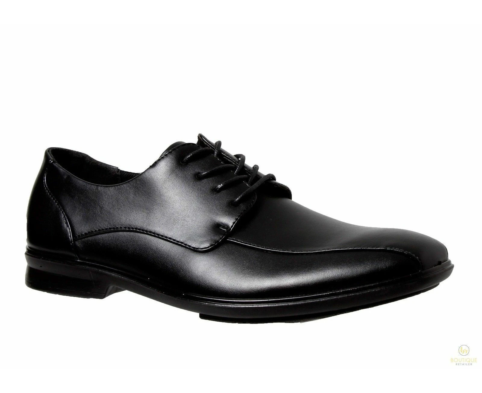 Grosby OLIVER Mens Black Shoes Formal Dress Work Lace Up Synthetic Leather