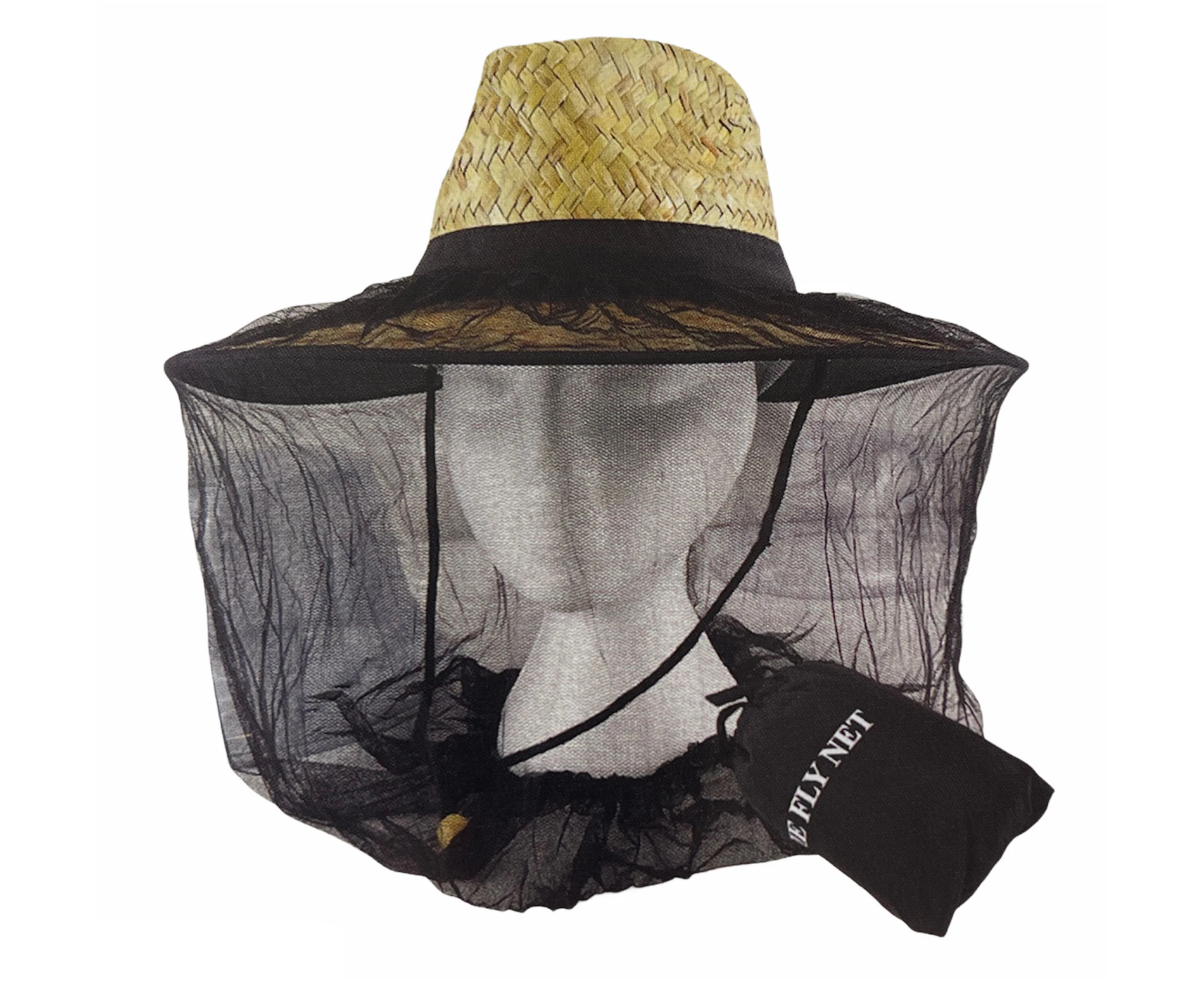 Mosquito Hat Net Head Protector Bee Bug Mesh Insect Mozzie Fishing Fly - Black