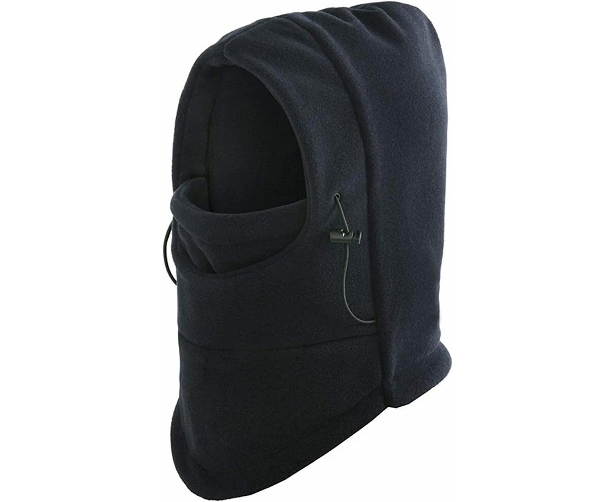 Windproof Thermal Fleece Balaclava Beanie Hat Full Face Mask Ski - Black