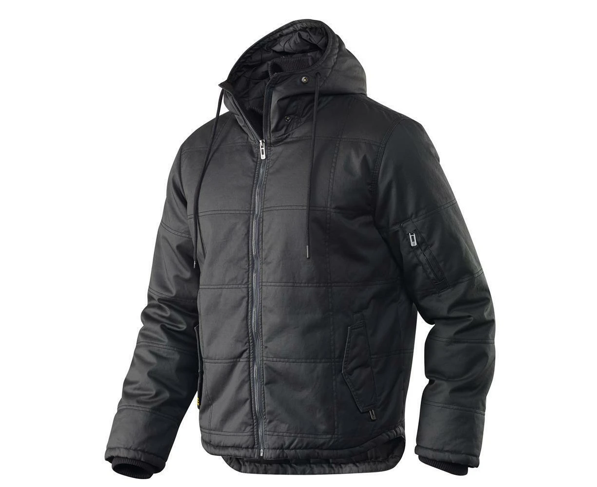 ELEVEN Mens Stormbreaker Quilted Twill Jacket w/ Hood - Black/Charcoal