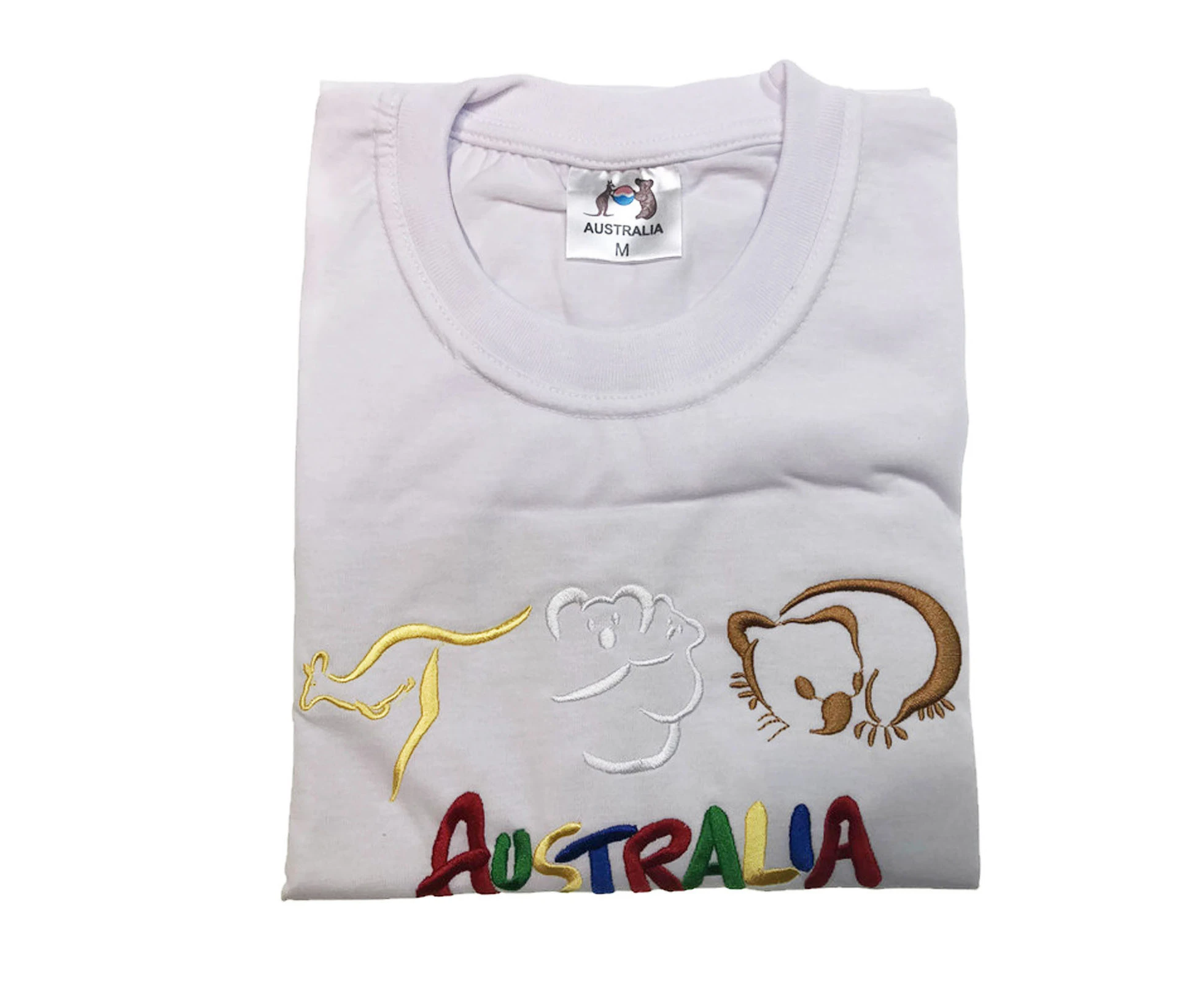 Adult Australia T Shirt Kangaroo Koala 100% Cotton Souvenir Tee Top - White