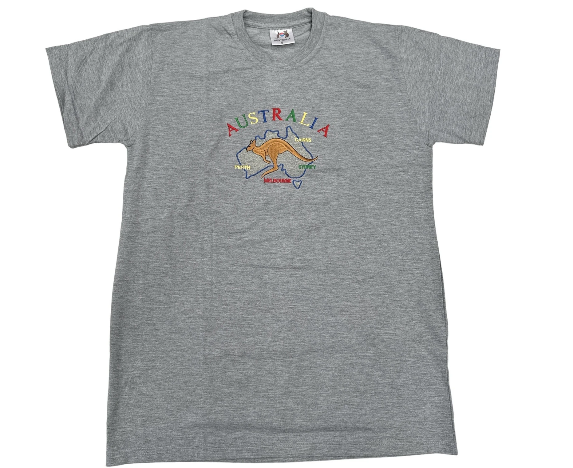 Adult Australia Kangaroo T Shirt Tee 100% Cotton Top Aussie Day - Grey