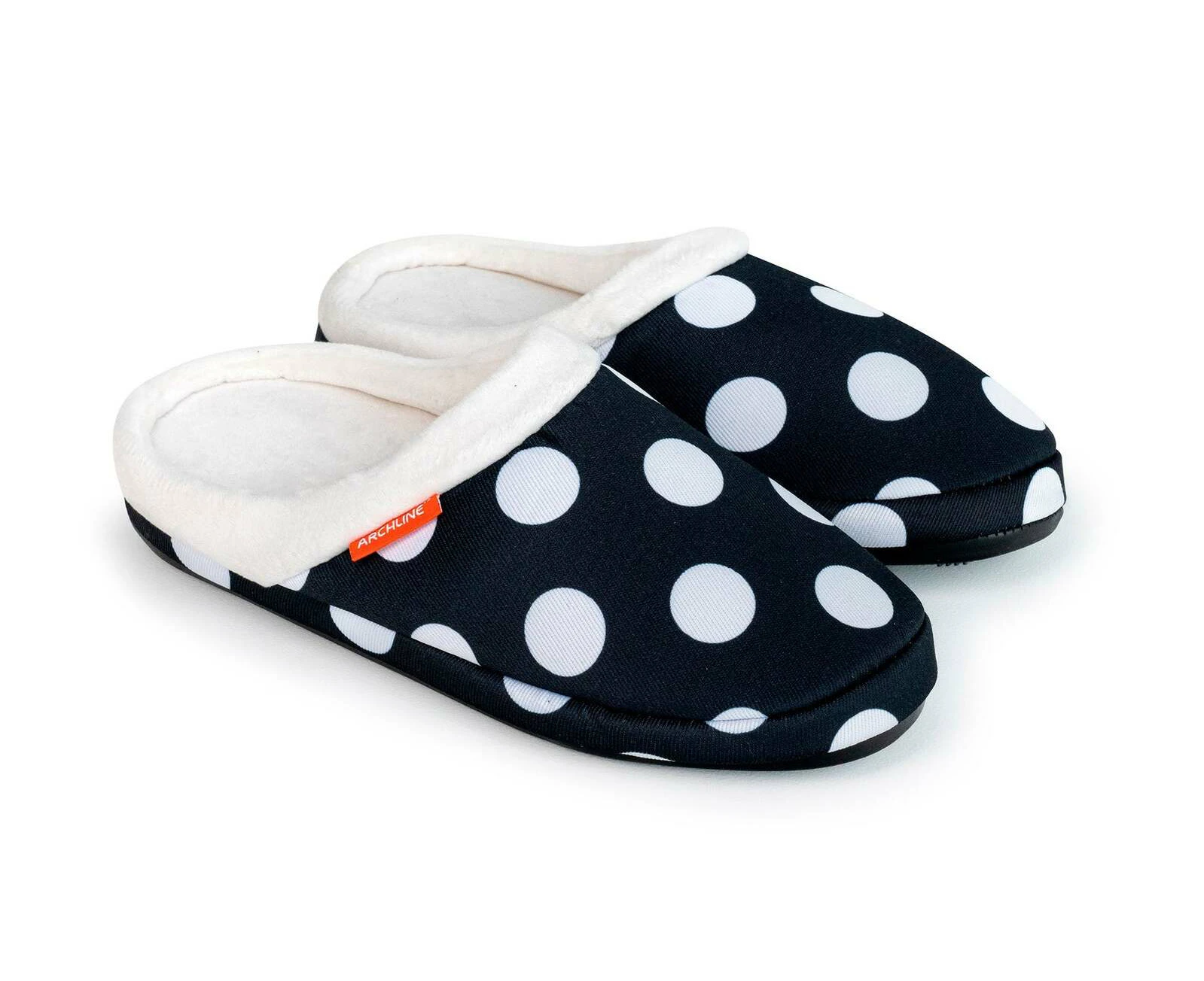 ARCHLINE Orthotic Slippers Slip On Arch Scuffs Pain Relief Moccasins - Polka Dots