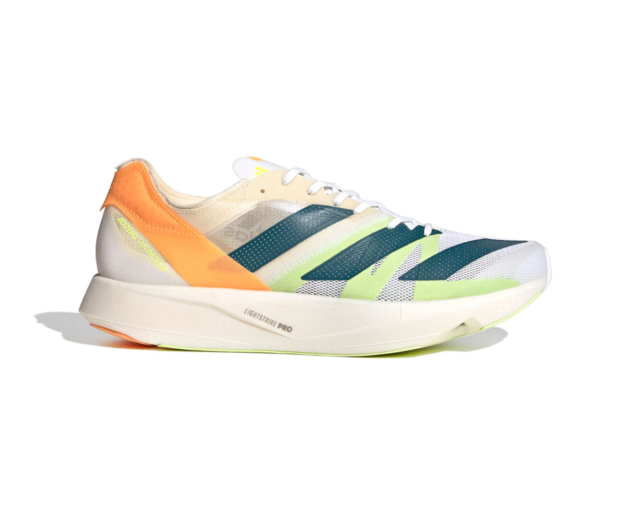 Adidas Mens adizero Takumi Sen 8 Running Shoes Runners Sneakers - White/Teal/Orange