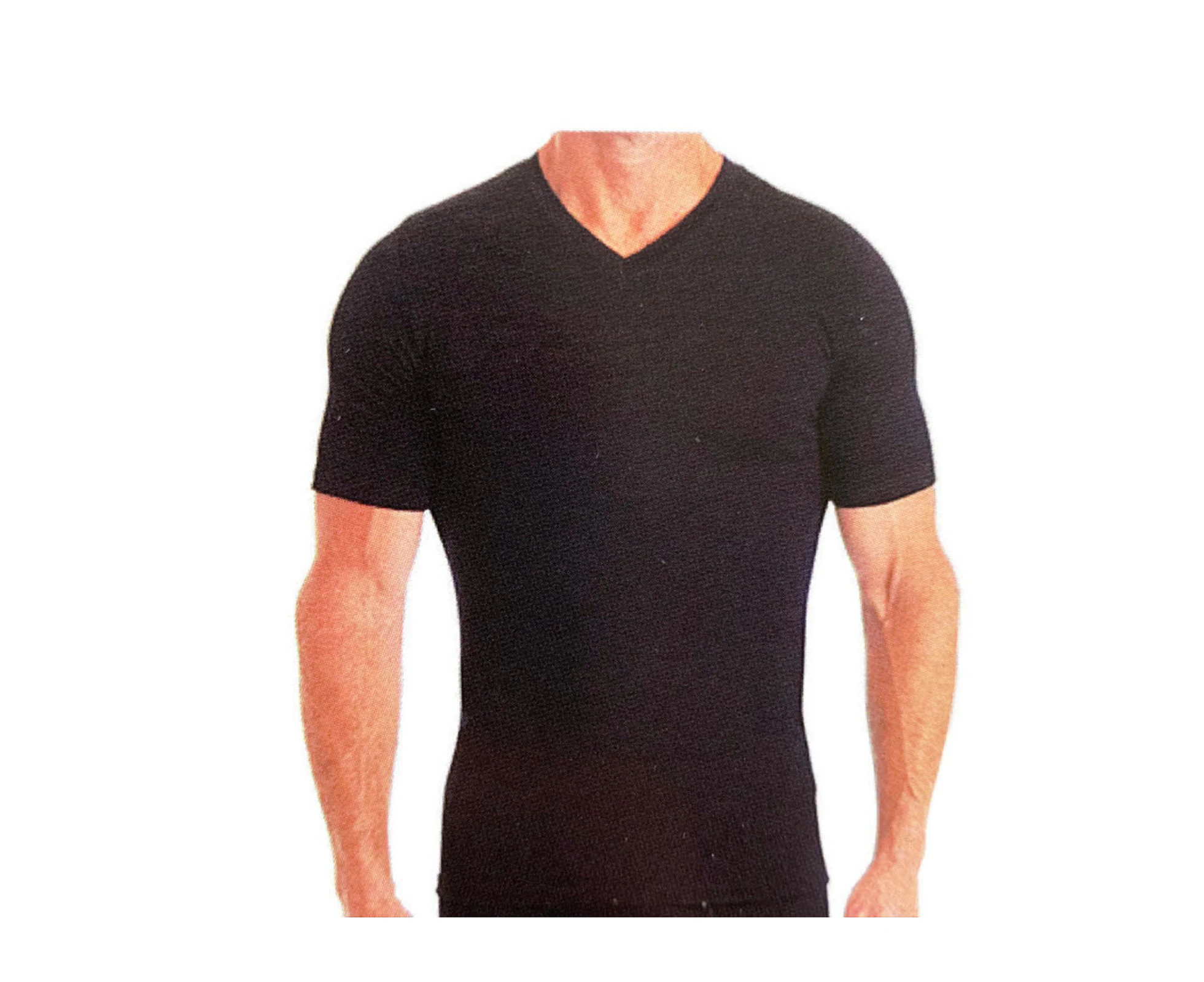 MERINO SKINS Mens Classic V-Neck Tee Wool Thermal T-Shirt Short Sleeve - Black