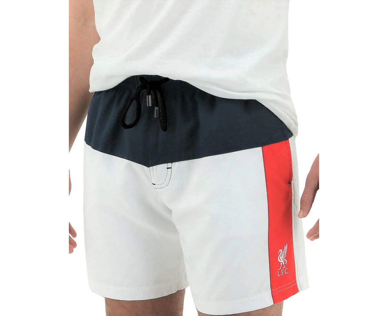 Liverpool FC Mens Board Shorts Summer YNWA Liverbird LFC - White Logo