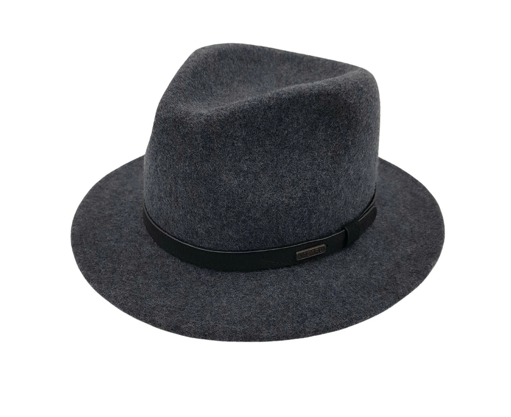 Jacaru 1851 Walkabout Wool Felt Fedora Hat Outback - Dark Grey