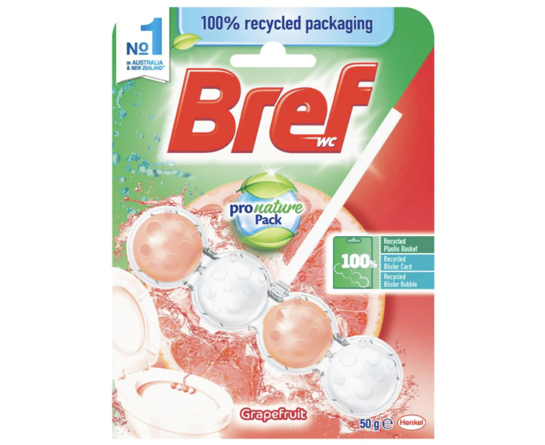 Bref WC Pro Nature Pack Toilet Cage Cleaning Agent Grapefruit Scent 50g