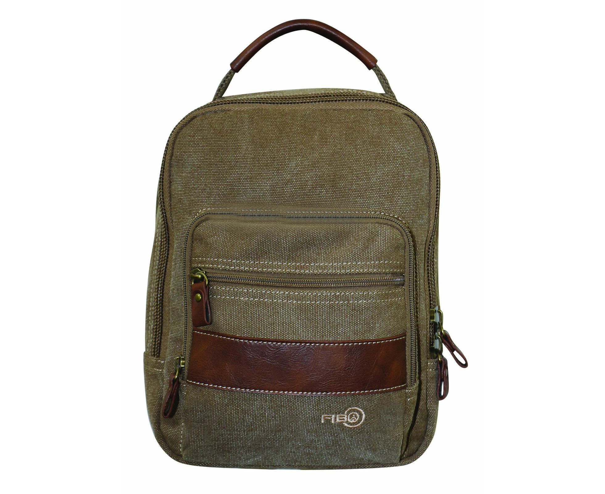 FIB Canvas Sling Bag Shoulder Strap Messenger Travel Pack w Tablet Pocket - Khaki