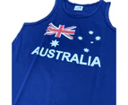 Adult AUSTRALIAN Singlet Australia Day 100% COTTON Souvenir Tank Top Flag - Blue