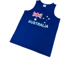 Adult AUSTRALIAN Singlet Australia Day 100% COTTON Souvenir Tank Top Flag - Blue