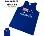 Adult AUSTRALIAN Singlet Australia Day 100% COTTON Souvenir Tank Top Flag - Blue