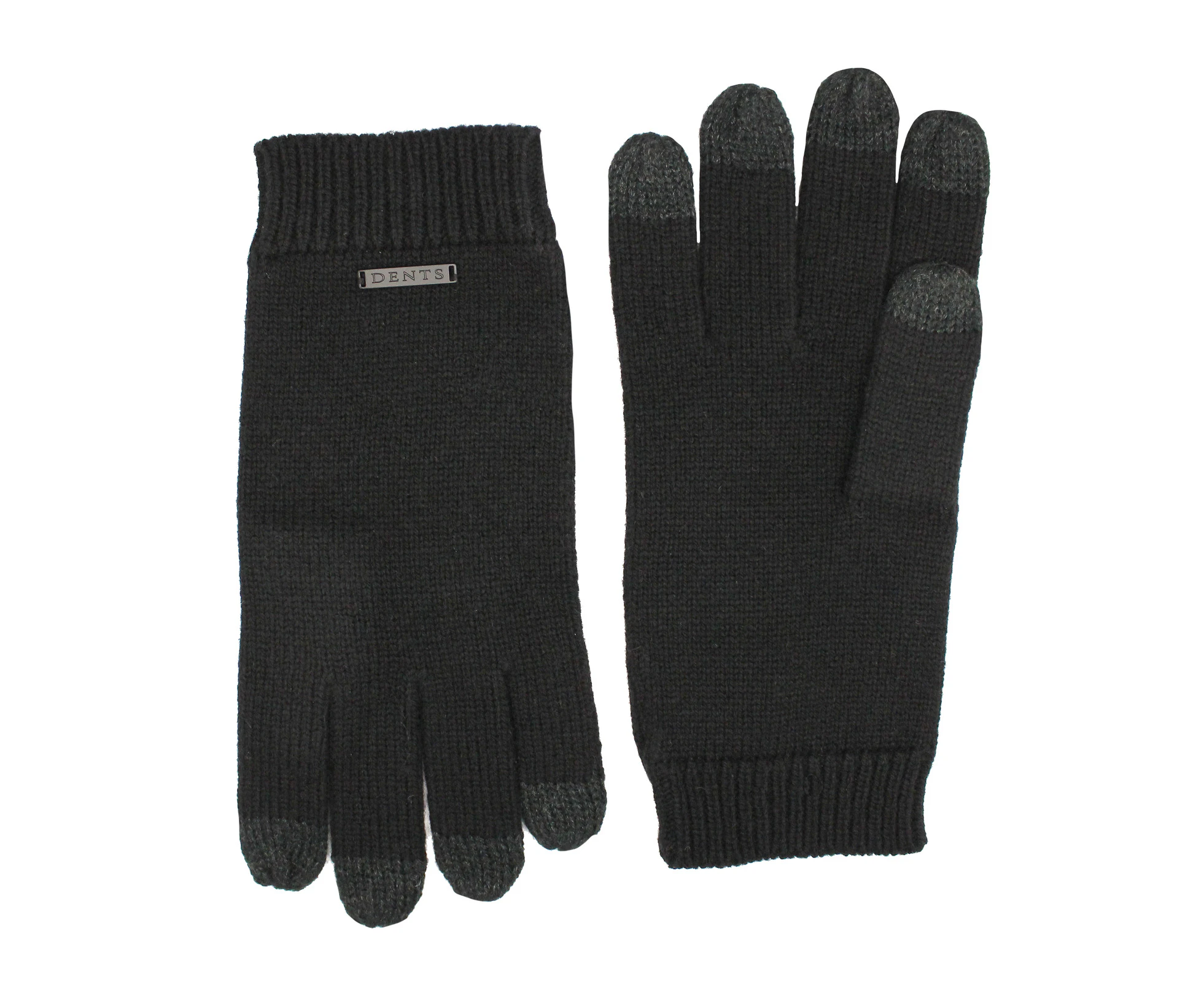 Dents Mens Pure Merino Wool Touchscreen Gloves - Black