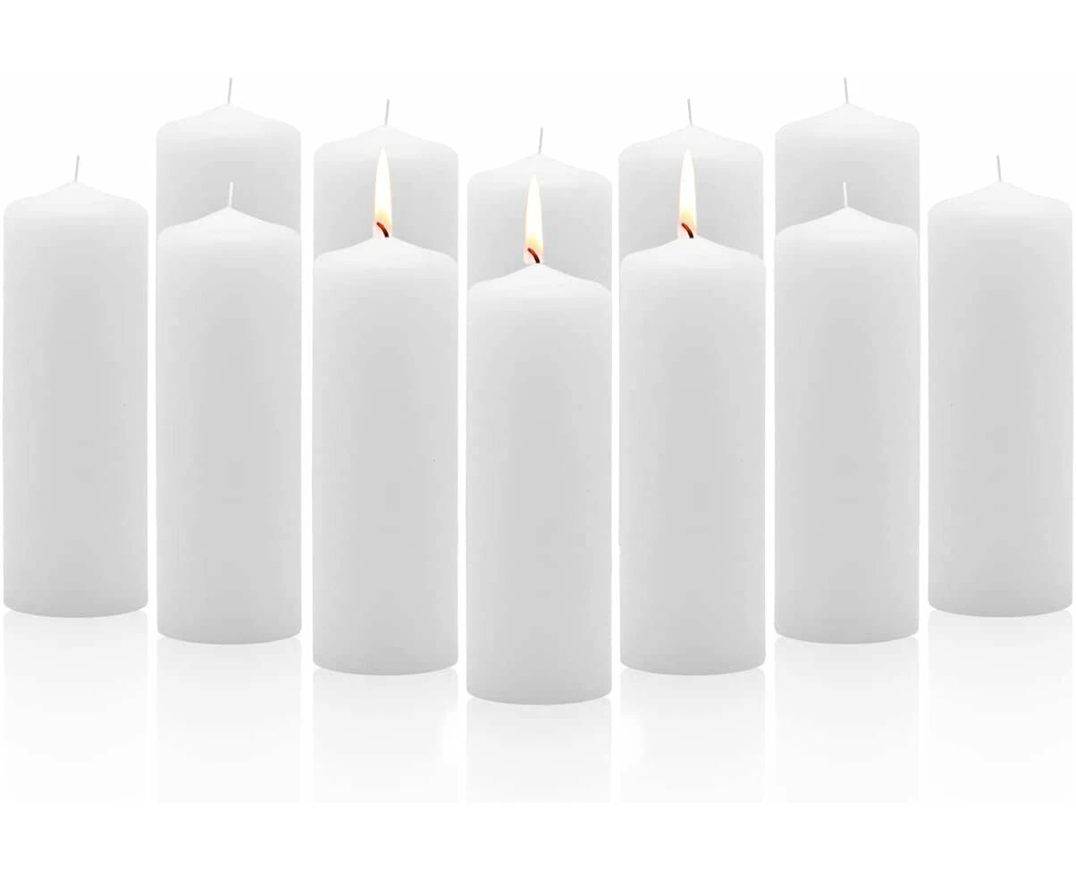 36x Premium Church Candle Pillar Candles White Unscented Lead Free 36Hrs - 5*15cm