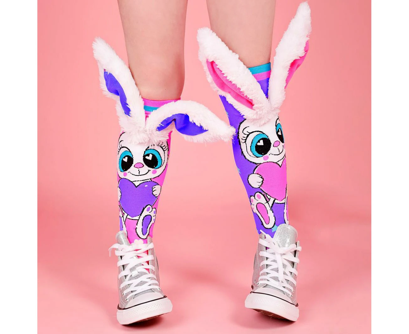 MADMIA Funny Bunny Rabbit Toddler Socks - Purple/pink (Ages 3-5)