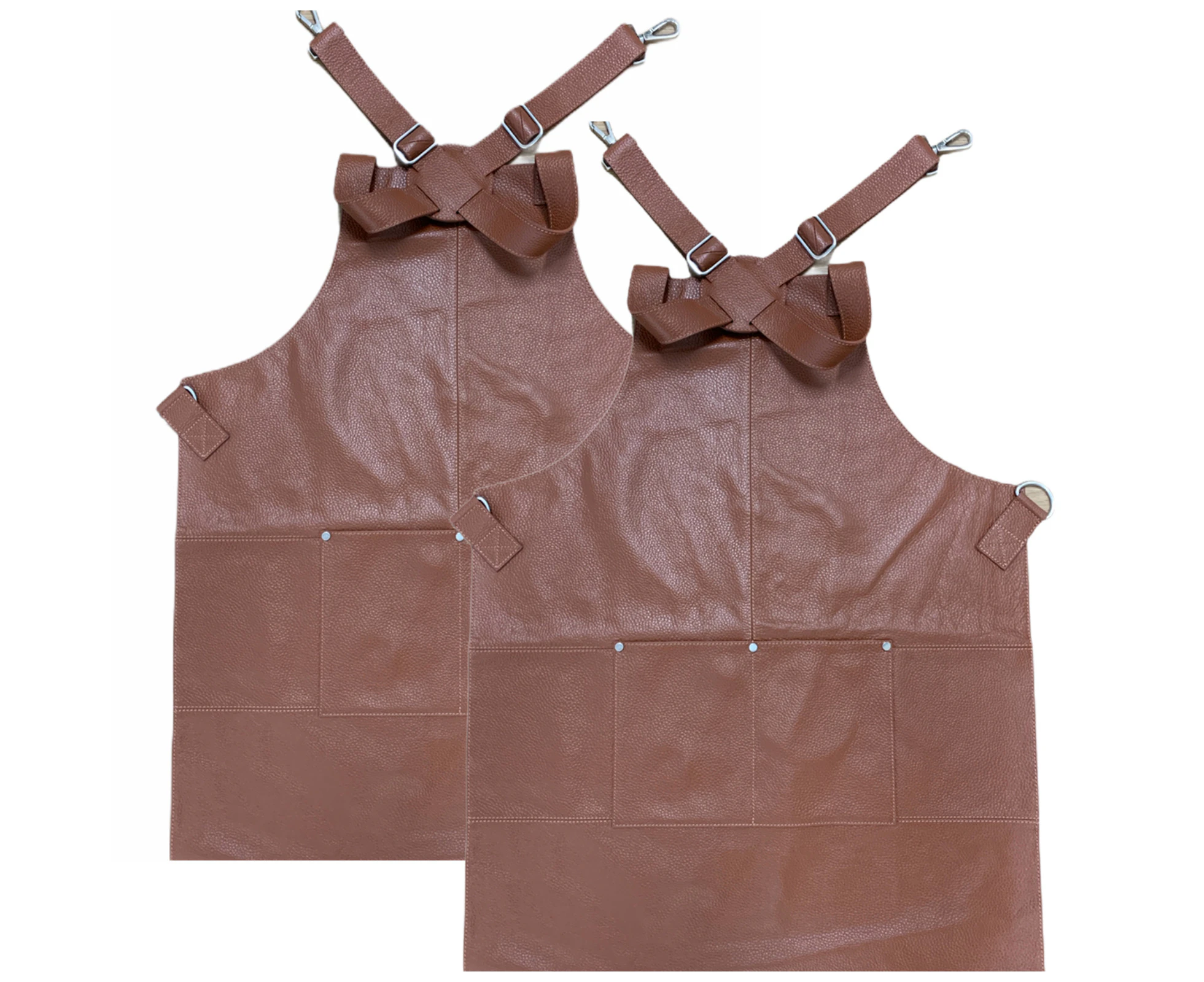 2x BUFFALO LEATHER APRON Cooking Chef Hairdresser Waterproof Durable - Tan