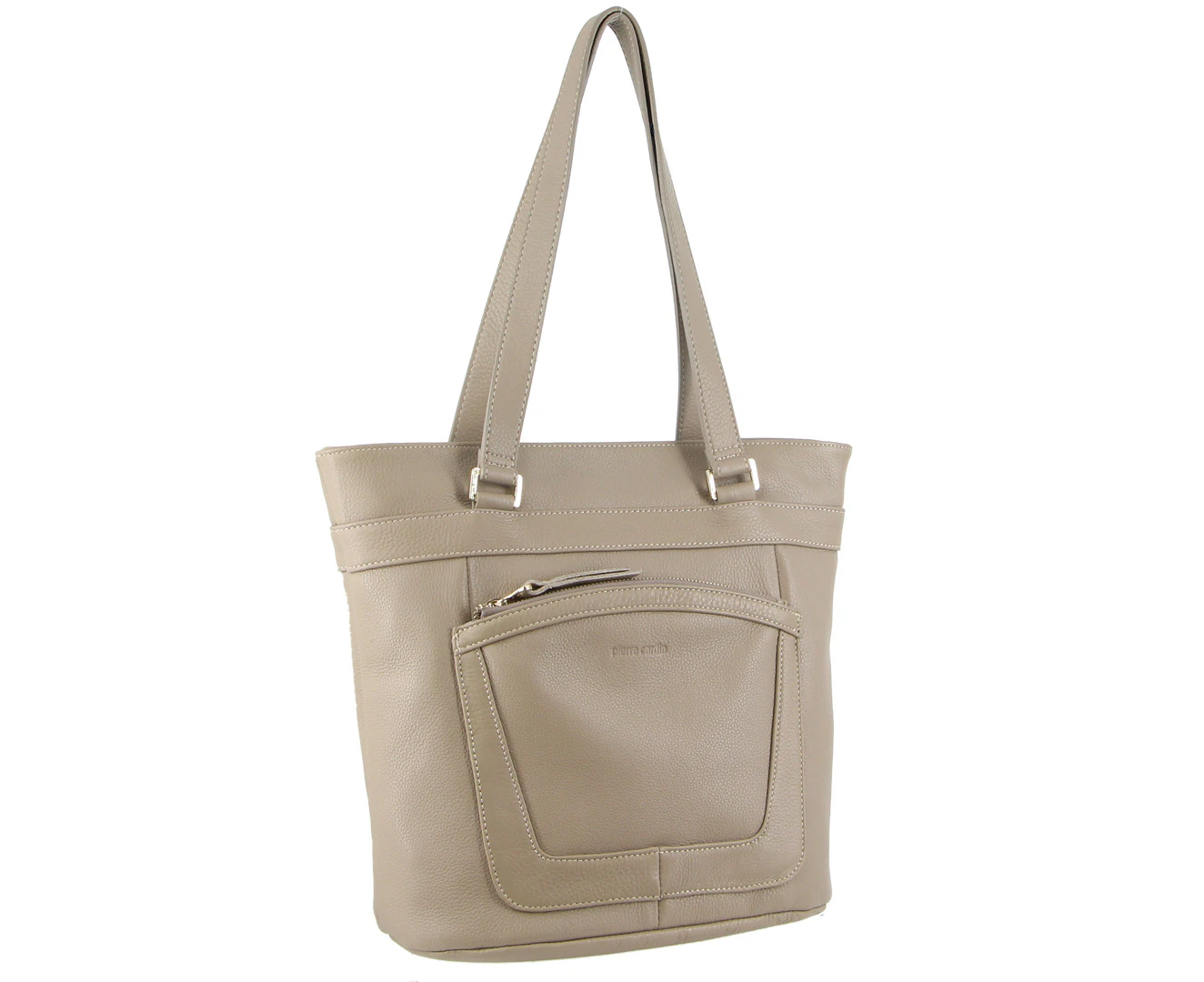 Pierre Cardin Soft Italian Leather Handbag Bag Tote Shoulder Messenger - Taupe