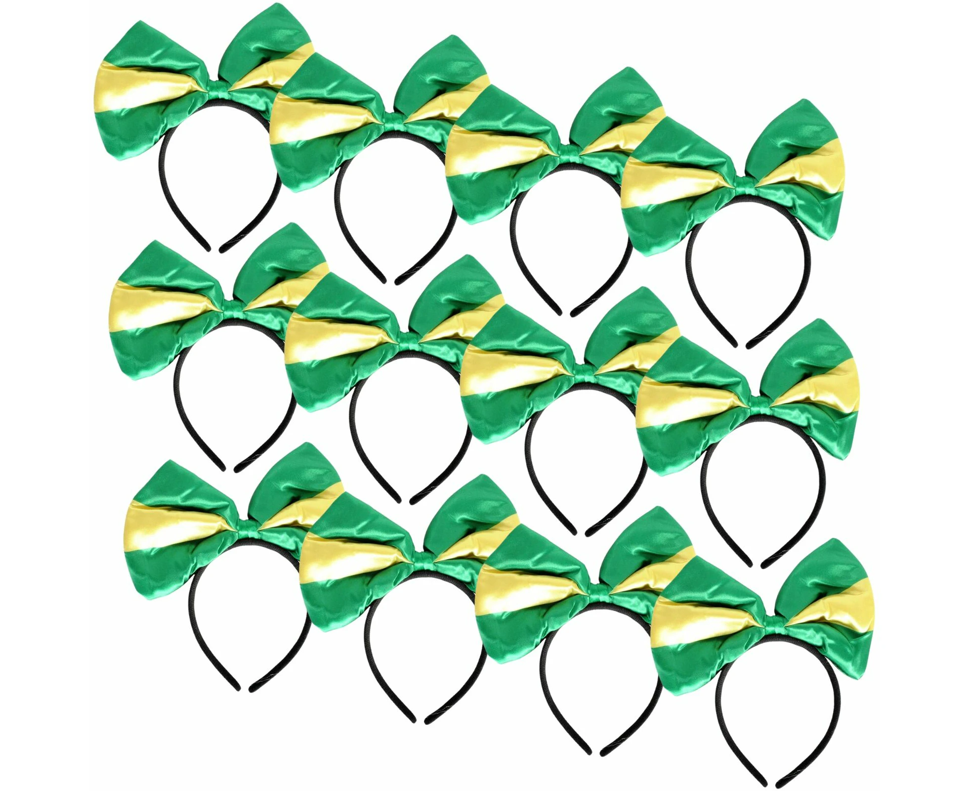 12x Green and Yellow Bow Headband Australia Day & Sports Event Accessory