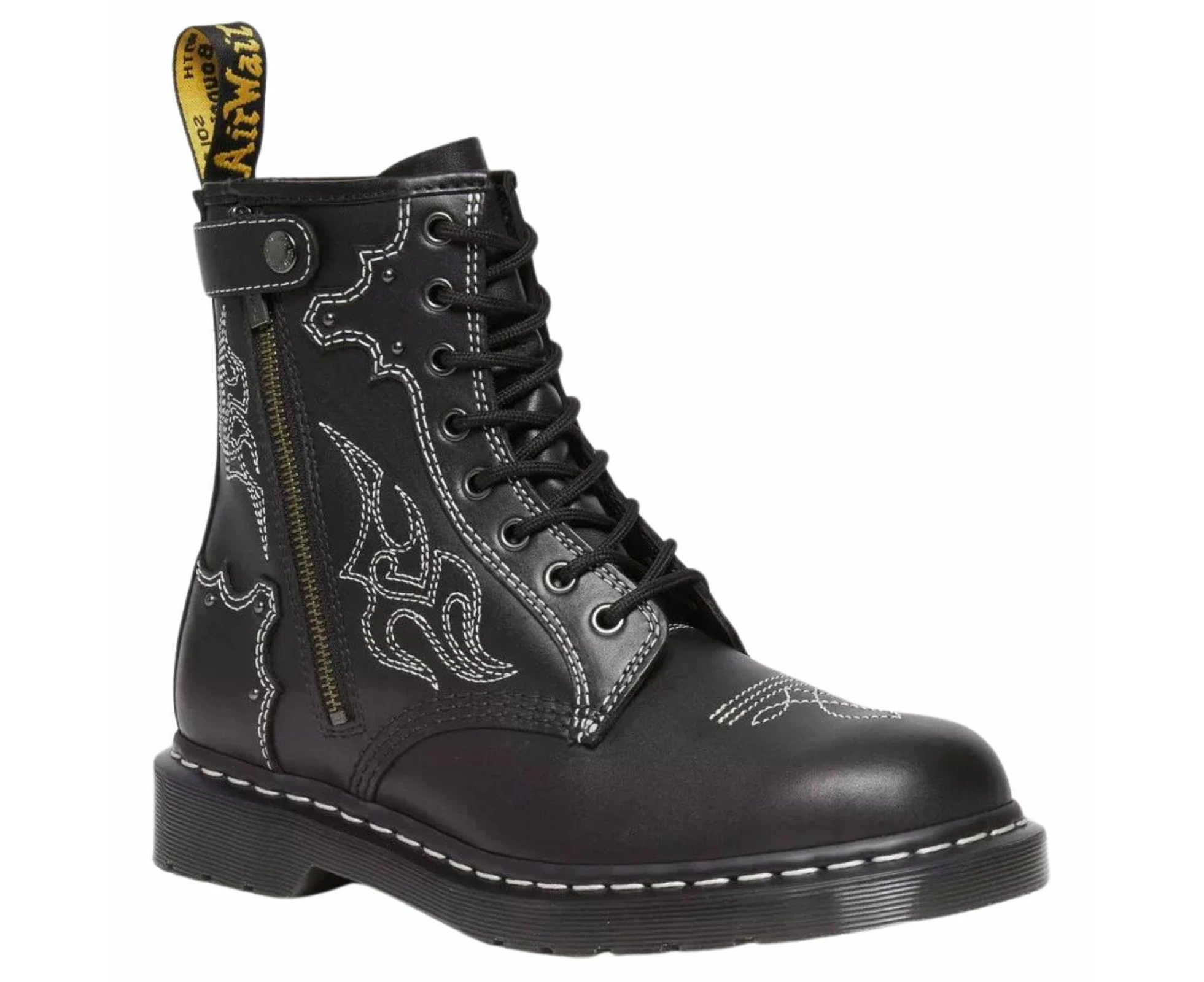 Dr. Martens 1460 Gothic Americana Leather Lace up 8 Eye Boots Wanama - Black