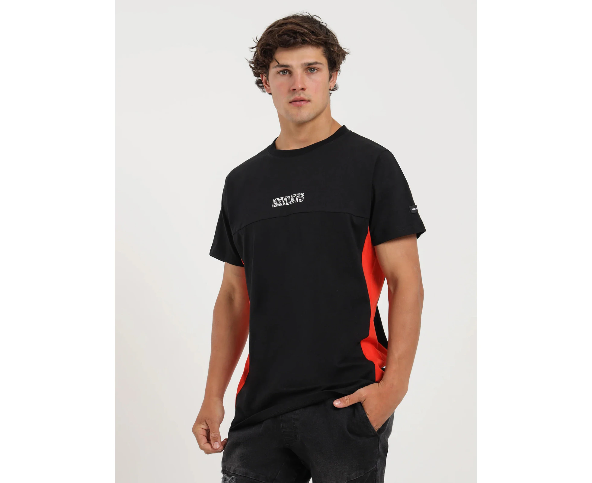 Henleys Mens Graduate T-Shirt Top Tee - Black