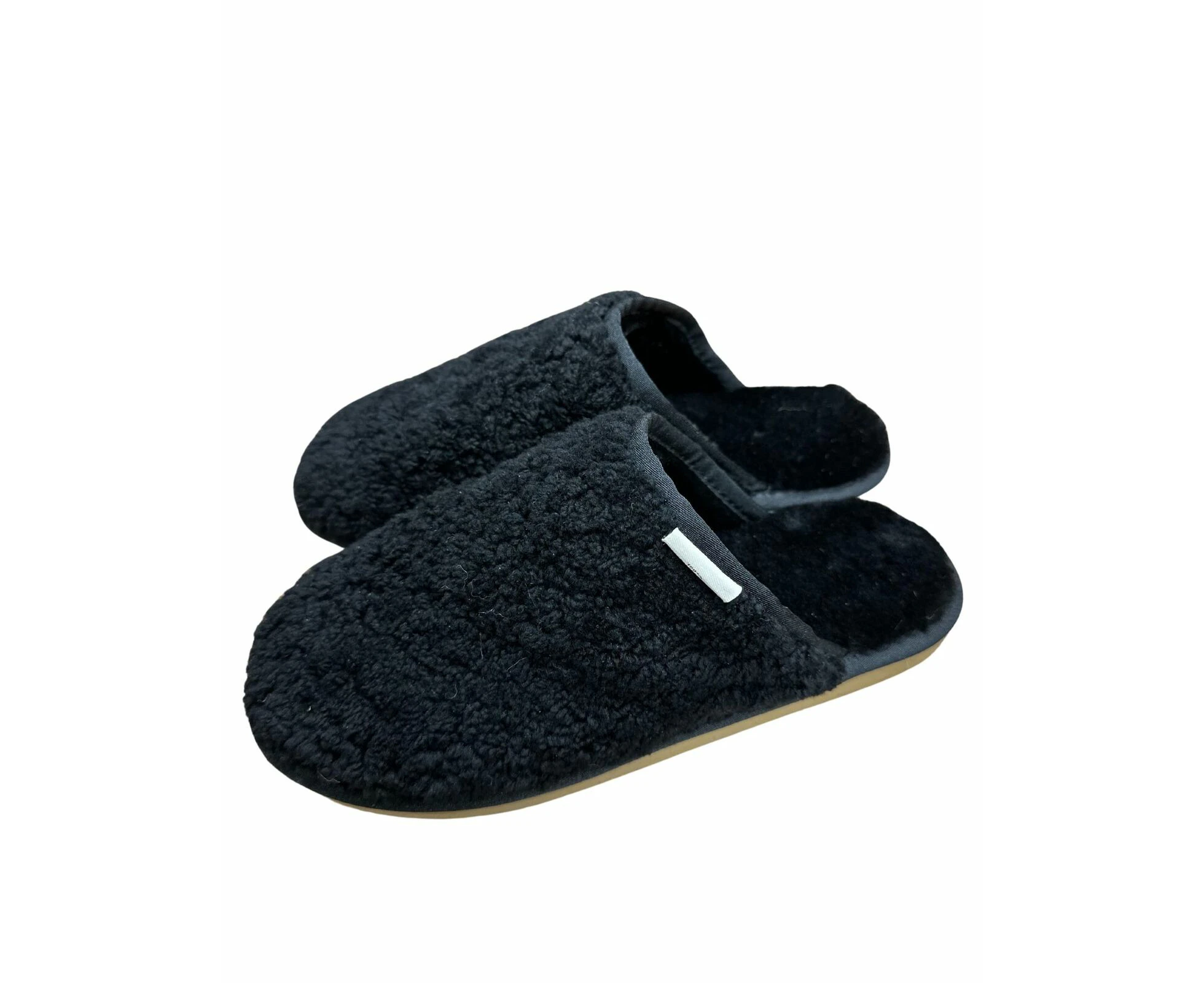 100% Australian Merino Sheepskin Curly Scuffs Moccasins Boucle Slippers Slip On UGG in Black