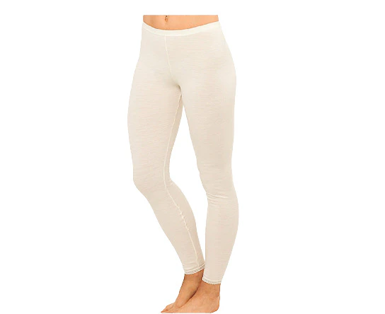 Ladies Merino Wool Blend Long John Janes Thermal Pants Underwear - Natural