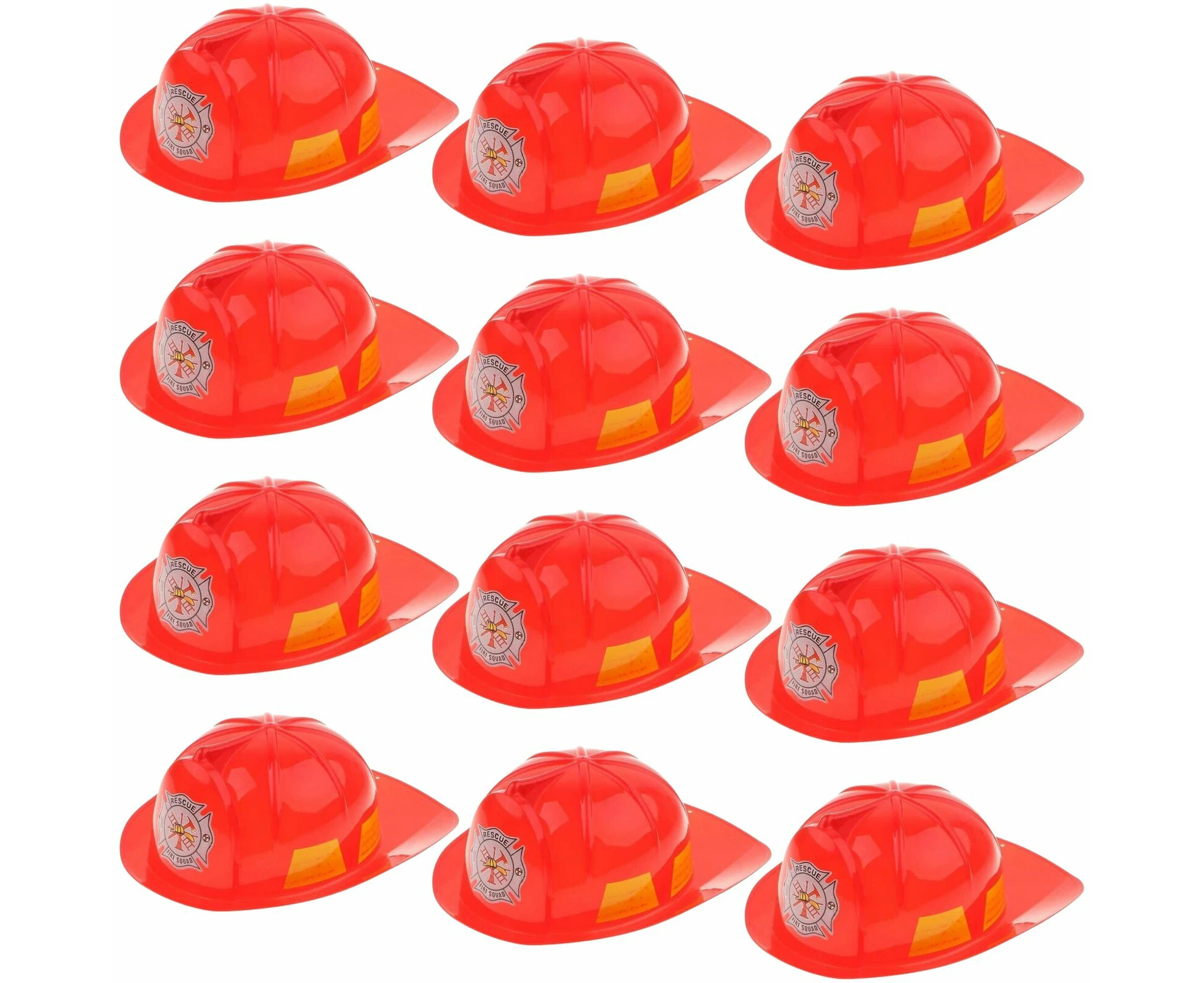 12x KIDS FIREMAN HAT Firemans Helmet Costume Dress Up Party Red Plastic Halloween Cap